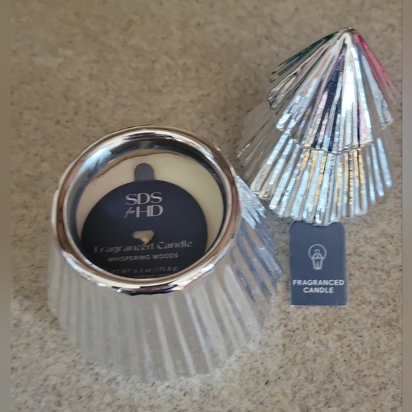 New sds for HD fragrance Candle whispering Woods silver tree Mercury Glass Chris - Picture 3 of 6